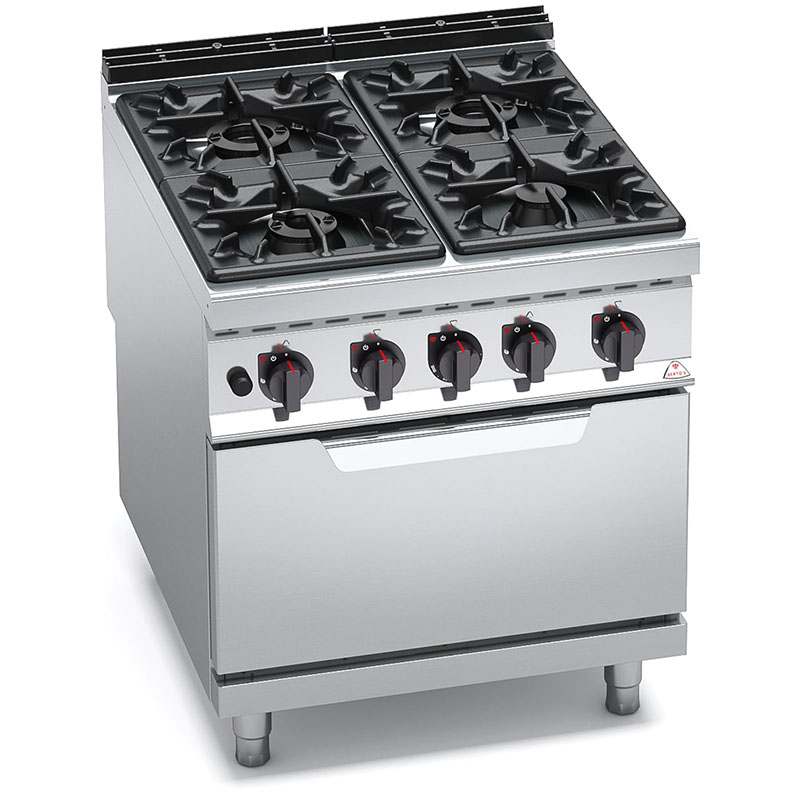 Cucina high power a gas 4 fuochi forno gas BERTO'S serie MAXIMA 900