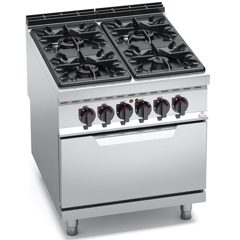 Cucina high power a gas 4 fuochi su forno el. 2/1 BERTO'S serie MAXIMA 900