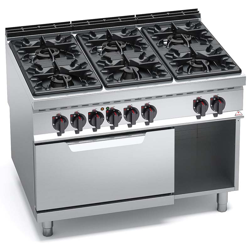 Cucina high power a gas 6 fuochi su forno el. BERTO'S serie MAXIMA 900